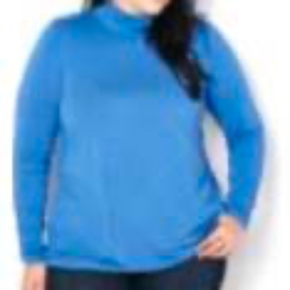 TURTLENECK, FRENCH BLUE, SZ 2X, DECORATIVE SIDE SLEEVE GATHERS, LITTLE PLEATS